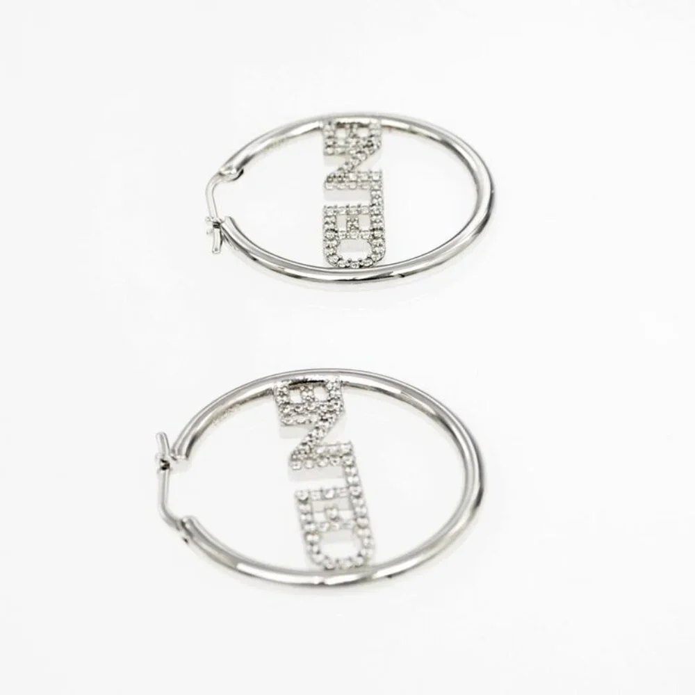 Celine Earrings Hoop Earrings Crystal Silver Color Pair Accessories - Picture 3 of 10